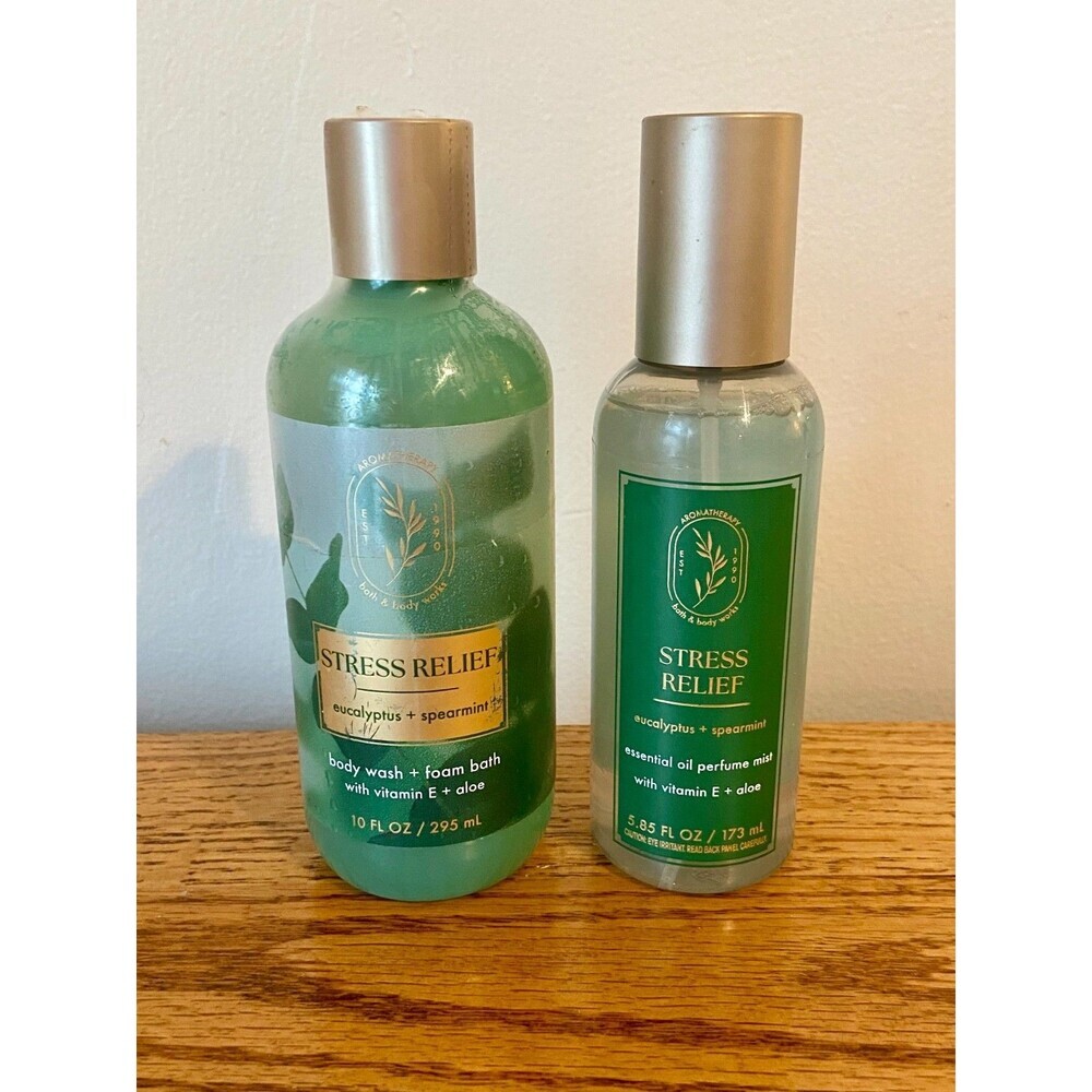 Bath Body Work Stress Relief Eucalyptus Mint Perfume Mist Body Wash/Foam Bath